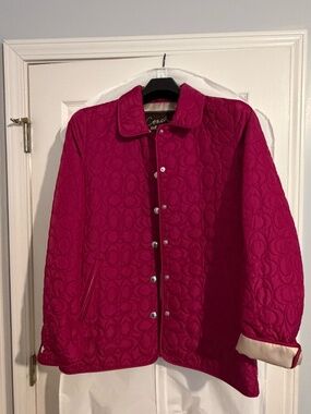 Pink Coach Black Quilted Jacket Signature Pattern